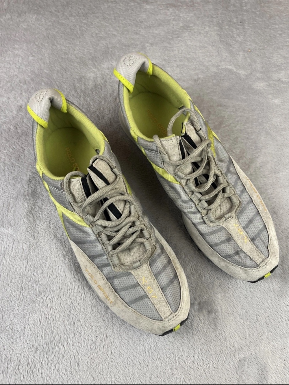 Polo Sport Mens Athletic Active Casual Sneakers Gray Green Shoes size 11